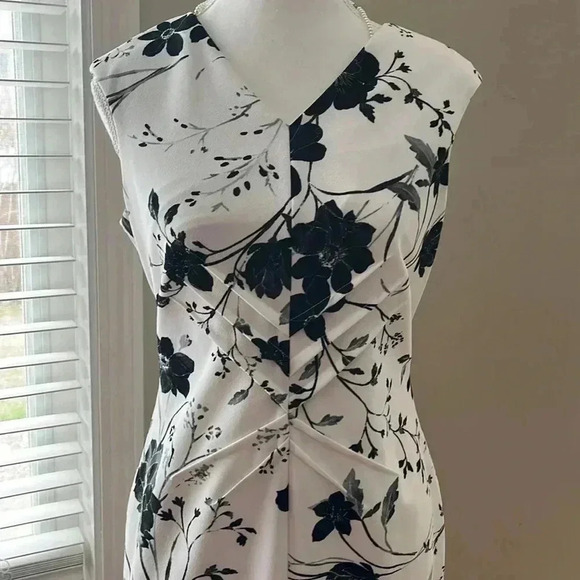 [4]Calvin Klein Black Floral White  Sleeveless Maxi/Midi Dress bodycon - Picture 2 of 14
